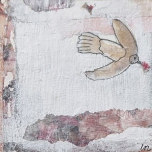 Collage-schilderijtje 'Bevlogen II' Lucy Nouwens