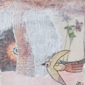 Collage-schilderijtje 'Bevlogen IV' Lucy Nouwens